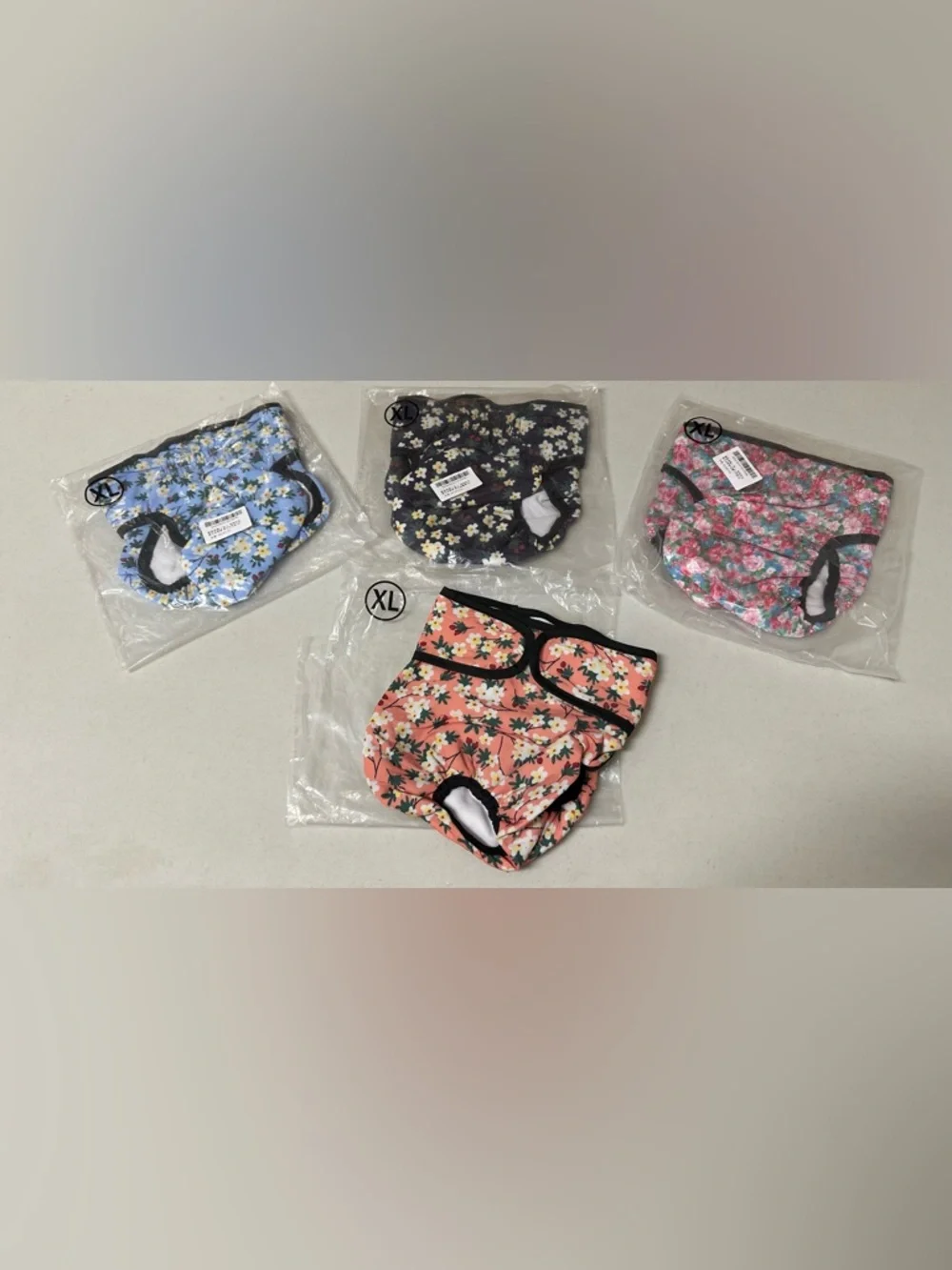 Pet Reusable Washable Floral Print Diapers - set of 4 XL NWT